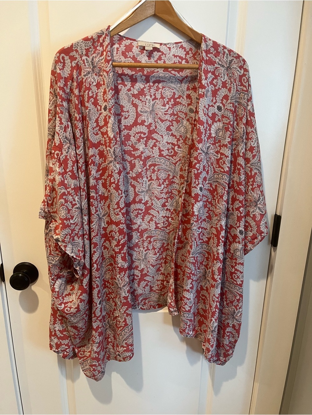 LOFT Red Paisley Open Kimono